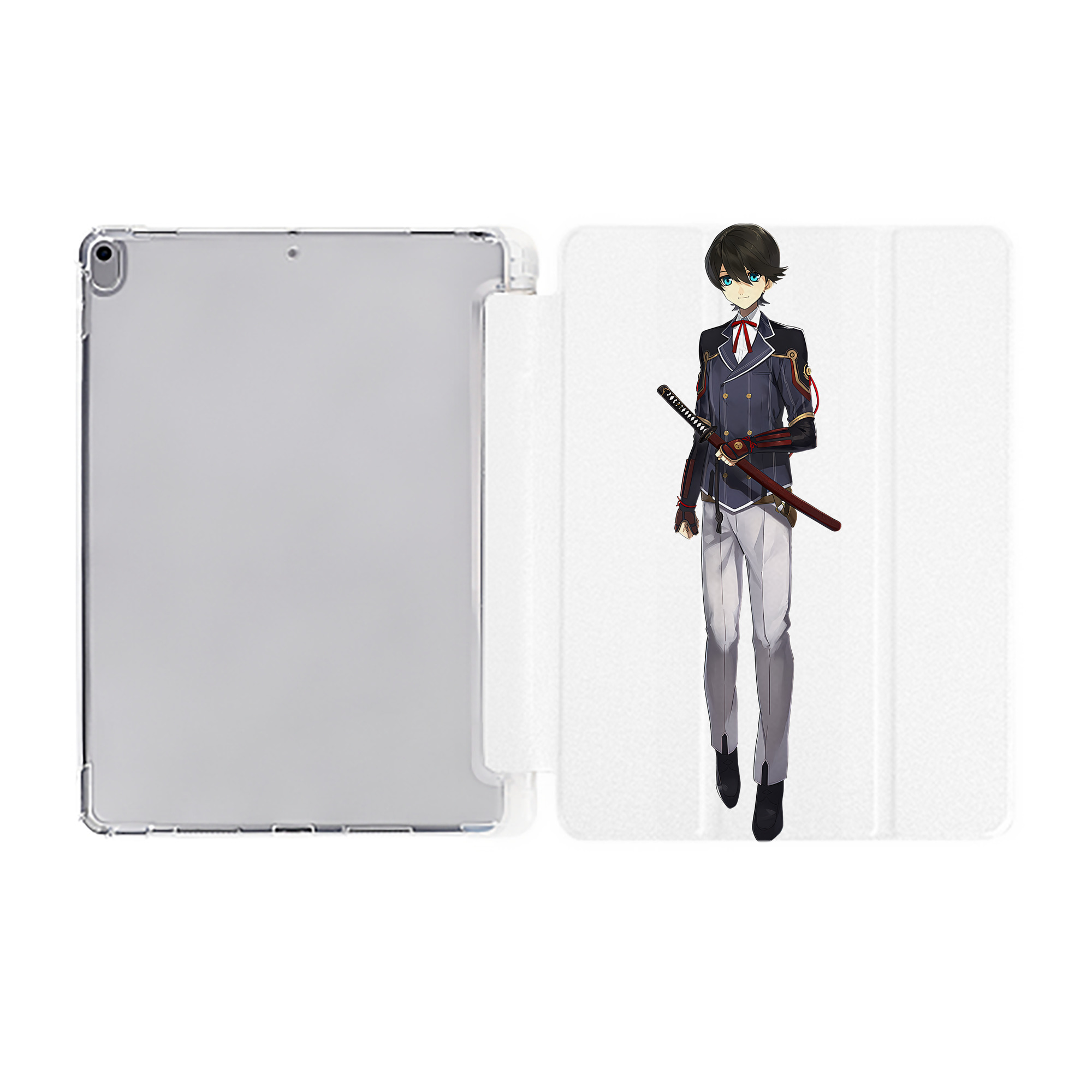 （画像用） 刀剣乱舞 Touken Ranbu IPad ケース ペン収納付き 三つ折りスタンド PUレザー×シリコン 対応機種9.5/10.5/10.9インチ